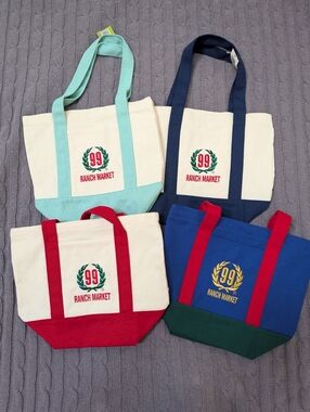 99 Ranch Mini Canvas Tote Bags Set Of 4 Assorted Colors BNWT